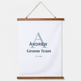 Gepersonaliseerde Eenvoudige Monogram Bruidegom Te Hangend Wandkleed