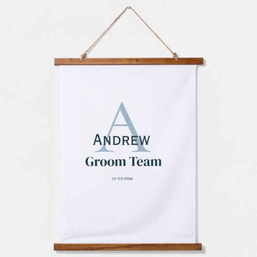 Gepersonaliseerde Eenvoudige Monogram Bruidegom Te Hangend Wandkleed (Voorkant)