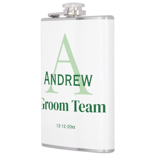 Gepersonaliseerde Eenvoudige Monogram Bruidegom Te Heupfles (Links)