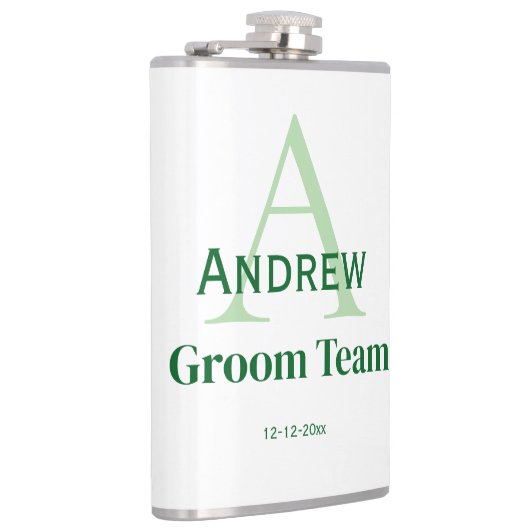 Gepersonaliseerde Eenvoudige Monogram Bruidegom Te Heupfles (Rechts)