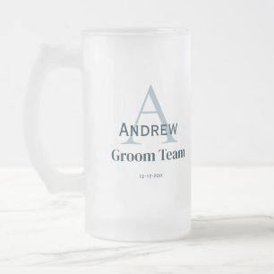 Gepersonaliseerde Eenvoudige Monogram Bruidegom Te Matglas Bierpul