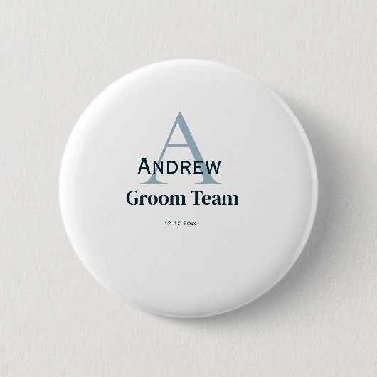 Gepersonaliseerde Eenvoudige Monogram Bruidegom Te Ronde Button 5,7 Cm (Voorkant)