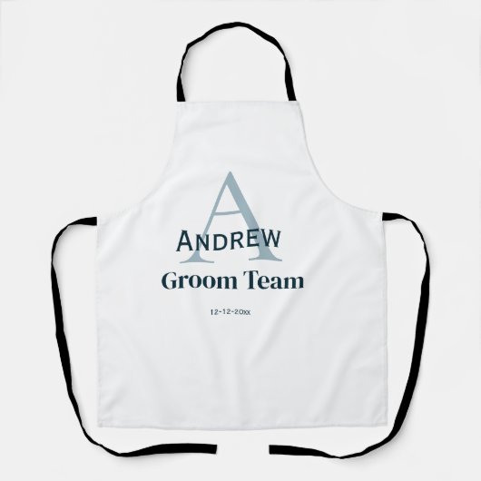 Gepersonaliseerde Eenvoudige Monogram Bruidegom Te Schort (Voorkant)