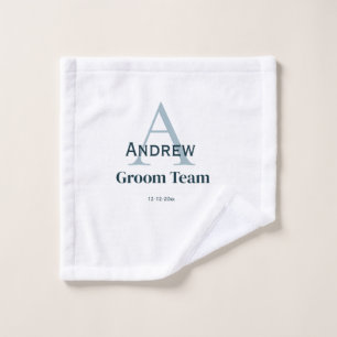 Gepersonaliseerde Eenvoudige Monogram Bruidegom Te Washandje