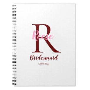 gepersonaliseerde eenvoudige monogram naam bridesm notitieboek
