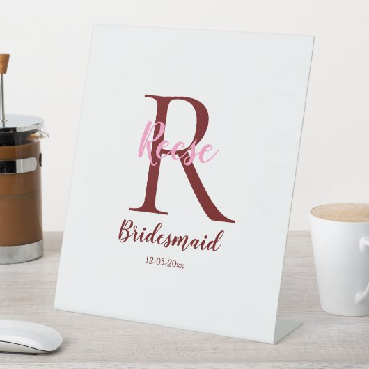 gepersonaliseerde eenvoudige monogram naam bridesm reclamebord met voetstuk (Insitu)
