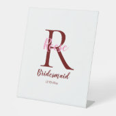gepersonaliseerde eenvoudige monogram naam bridesm reclamebord met voetstuk (Voorkant)