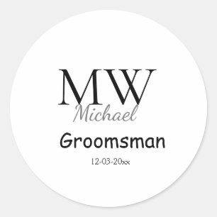gepersonaliseerde eenvoudige monogram naam bruidsj ronde sticker