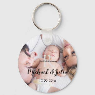 gepersonaliseerde eenvoudige monogram naam eerste  sleutelhanger