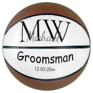 gepersonaliseerde eenvoudige monogram naam groomsm basketbal
