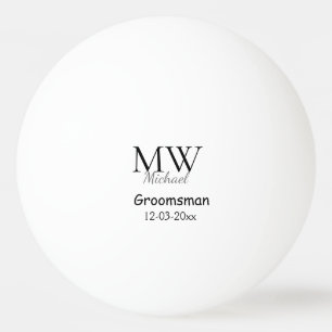 gepersonaliseerde eenvoudige monogram naam groomsm pingpongbal