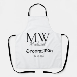 gepersonaliseerde eenvoudige monogram naam groomsm schort