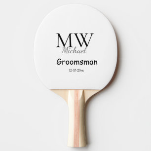 gepersonaliseerde eenvoudige monogram naam groomsm tafeltennisbatje