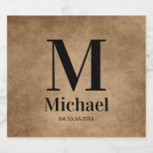 Gepersonaliseerde Eenvoudige Monogrammen Sparkling Wijnetiket (Enkel label)