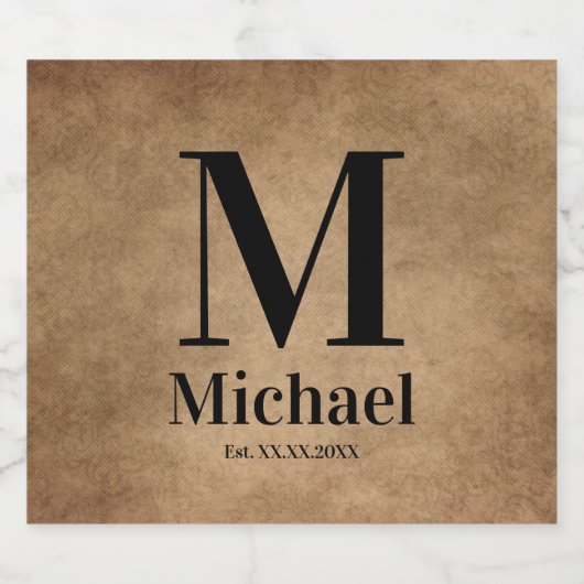 Gepersonaliseerde Eenvoudige Monogrammen Sparkling Wijnetiket (Enkel label)