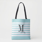 Gepersonaliseerde eenvoudige naam en monogram stra tote bag (Voorkant)