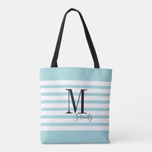 Gepersonaliseerde eenvoudige naam en monogram stra tote bag (Achterkant)