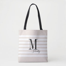 Gepersonaliseerde eenvoudige naam en monogram stra tote bag