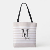 Gepersonaliseerde eenvoudige naam en monogram stra tote bag (Achterkant)