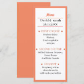 Gepersonaliseerde eenvoudige Oranje bruiloft diner Menu (Voorkant / Achterkant)