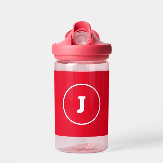 Gepersonaliseerde eenvoudige Rode Naam Monogram Ki Waterfles (Voorkant)