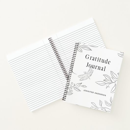 Gepersonaliseerde eenvoudige schets blad dankbaarh notitieboek (Binnen)