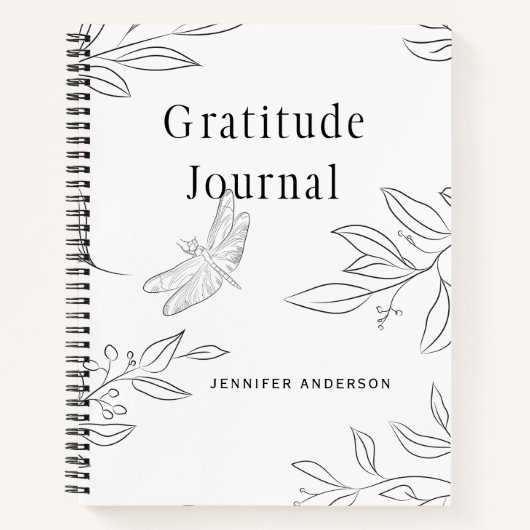 Gepersonaliseerde eenvoudige schets blad dankbaarh notitieboek (Voorkant)