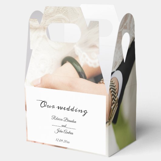 Gepersonaliseerde eenvoudige script foto bruiloft bedankdoosjes (Geopend)