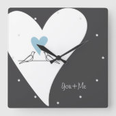 Gepersonaliseerde Eenvoudige Tortelduifjes Lichtbl Vierkante Klok (Voorkant)