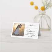 Gepersonaliseerde eenvoudige trouwfoto plaatskaartje (Voorkant)