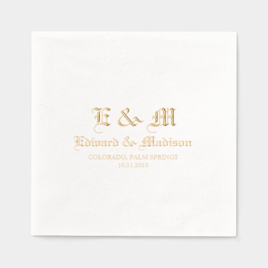 Gepersonaliseerde Eenvoudige Trouwtypografie Folie Servetten (Voorkant)