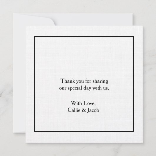 Gepersonaliseerde Eenvoudige Vierkante Foto Dank u Bedankkaart (Achterkant)