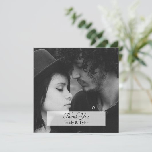 Gepersonaliseerde Eenvoudige Vierkante Foto Dank u Bedankkaart (Staand voorkant)