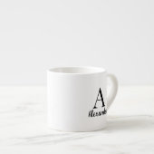 Gepersonaliseerde eenvoudige zwarte monogram naam espresso kop (Voorkant rechts)