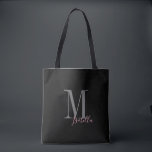 Gepersonaliseerde eenvoudige zwarte roze naam en m tote bag<br><div class="desc">Elegant modern gepersonaliseerd monogram en noem canvas tassen in zwart-roze kleur,  eenvoudig en stijlvol. grote persoonlijke cadeaus van bridal op huwelijksfeest ,  vrijgezellenfeest of bachelorette . Pas het monogram of de naam aan met uw keuze uit kleur en lettertype.</div>