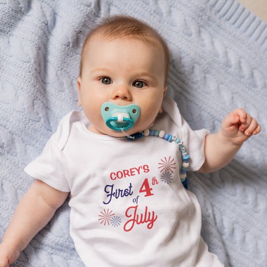 Gepersonaliseerde "Eerste 4 juli" Baby Bodysuit