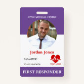 Gepersonaliseerde eerste antwoordapparaat Foto ID  Badge (Voorkant)
