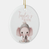Gepersonaliseerde eerste Baby olifant kerst Keramisch Ornament (Rechts)