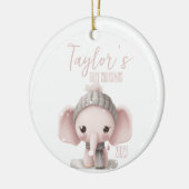 Gepersonaliseerde eerste Baby olifant kerst Keramisch Ornament (Links)