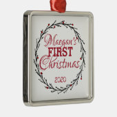 GEPERSONALISEERDE EERSTE CHRISTMAS-ORNAMENT METALEN ORNAMENT (Rechts)