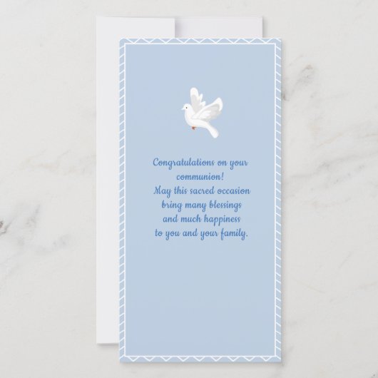 Gepersonaliseerde eerste-commune-Bladwijzer-jongen Bedankkaart (Achterkant)