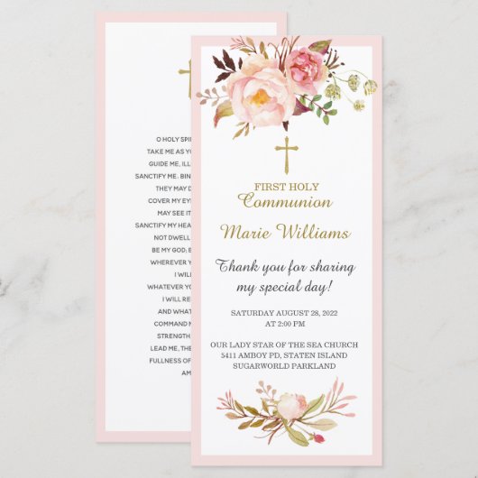 Gepersonaliseerde eerste-commune-gebeerde Kaart (Voorkant / Achterkant)