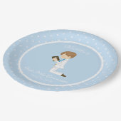 Gepersonaliseerde eerste communie Brunette Boy Papieren Bordje (Gekanteld)