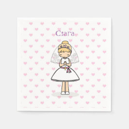 Gepersonaliseerde eerste communie dag meisje servet