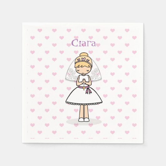 Gepersonaliseerde eerste communie dag meisje servet (Voorkant)