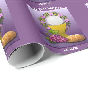 Gepersonaliseerde Eerste Communie Heilige Eucharis Cadeaupapier