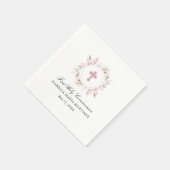 Gepersonaliseerde eerste communie Pink Rose Floral Servet (Hoek)