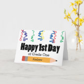 Gepersonaliseerde eerste dag van schoolrang 1 kaart (Gele Bloem)