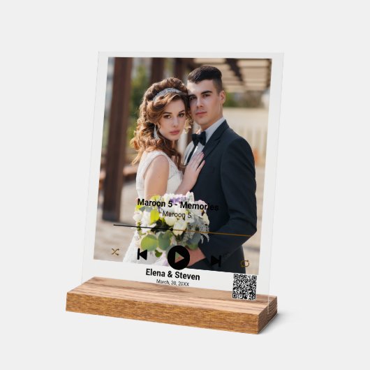 Gepersonaliseerde eerste dans lied bruiloft foto acryl bord (Hoek)