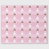 Gepersonaliseerde eerste gemeenschap Brunette Girl Cadeaupapier (Vlak)